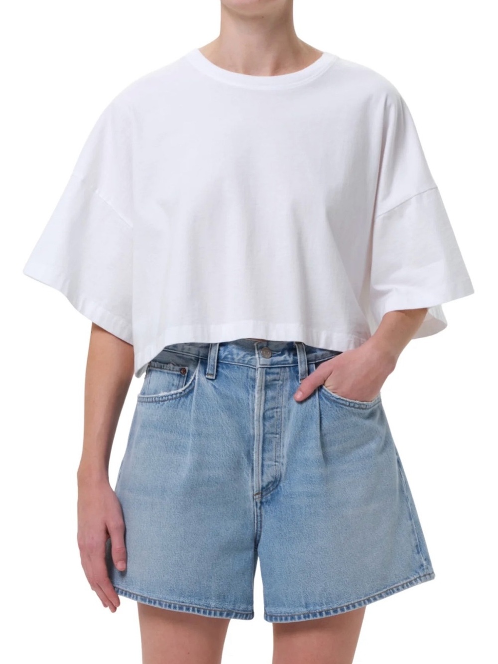 Women's Boxy Cropped Tee - White Agolde